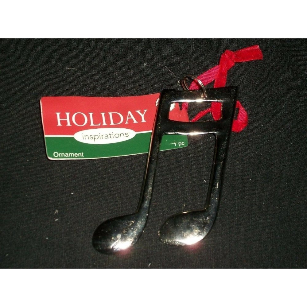 Musical Notes Metal Christmas Tree Ornament 1/8 Note Eighth Holiday